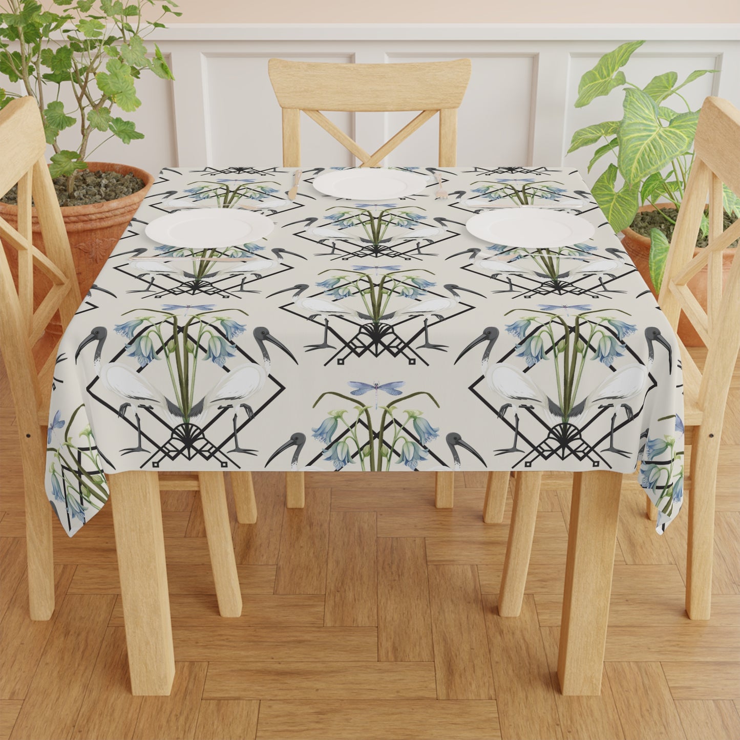 Ibis and Dragonfly Tablecloth - Elevate Your Dining Experience