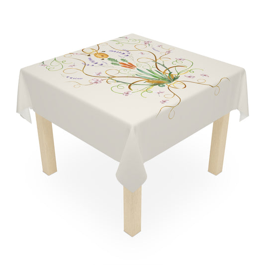 Botanical Garden Tablecloth - Elegant Floral Design for Dining & Celebrations