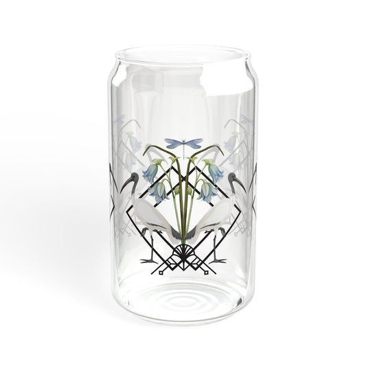 Ibis and Dragonfly Sipper Glass - 16oz Eco-Friendly Drinkware with Straw