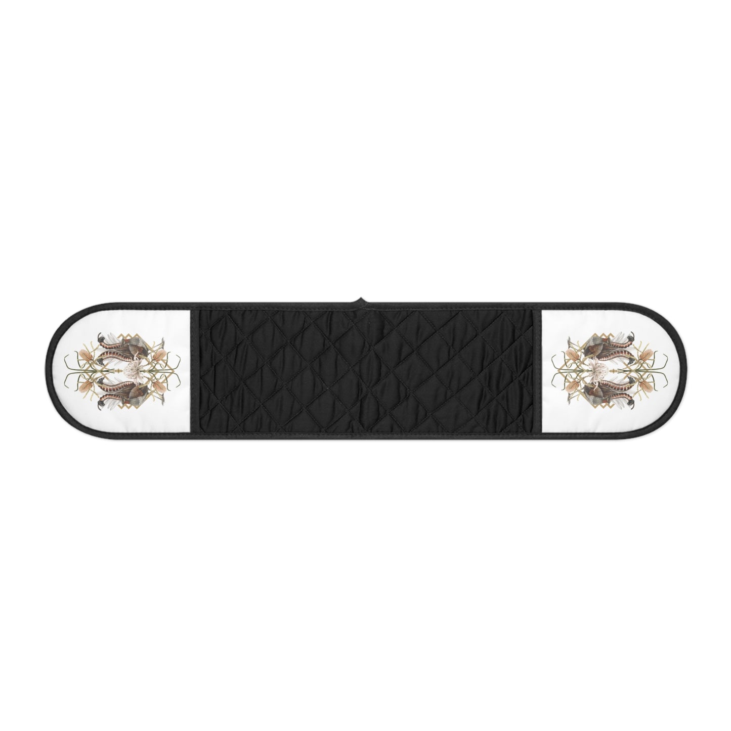 Oven Mitts - Australian Lyrebird and Native Florals Art Deco Design