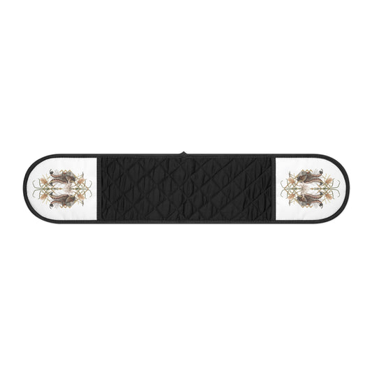 Oven Mitts - Australian Lyrebird and Native Florals Art Deco Design