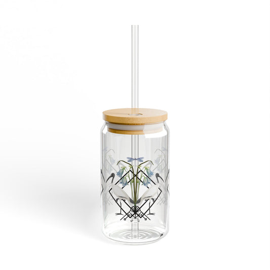 Ibis and Dragonfly Sipper Glass - 16oz Eco-Friendly Drinkware with Straw