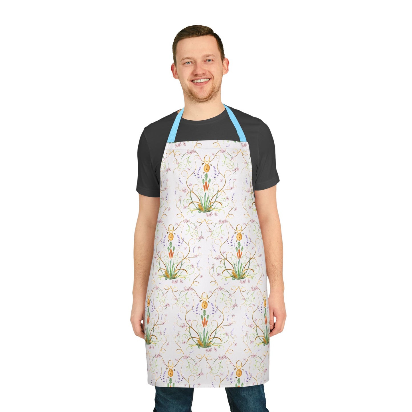 Colorful Floral Apron with 5-Color Straps | Perfect for Cooking and Grilling