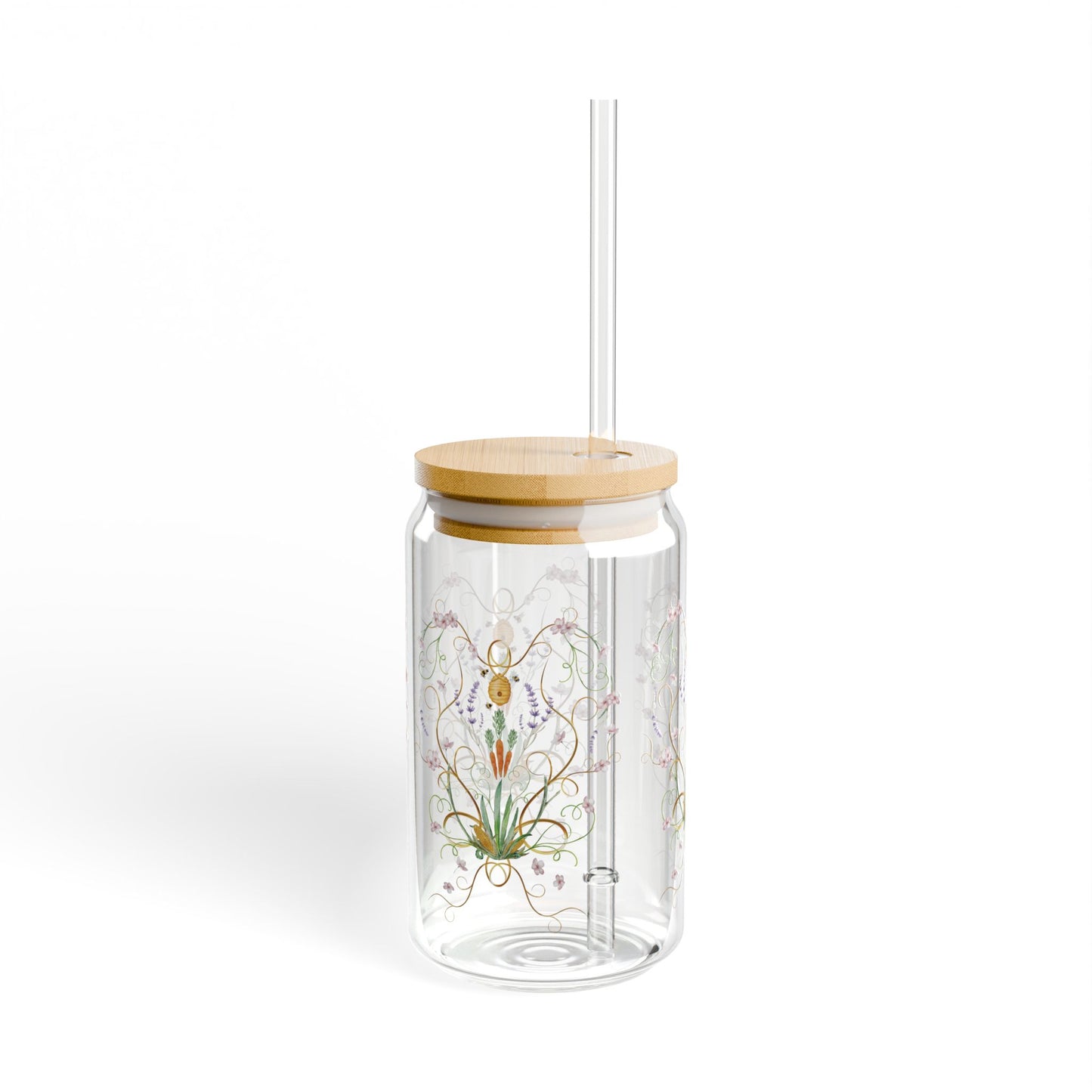 Botanical Sipper Glass - 16oz Eco-Friendly Drinkware with Straw