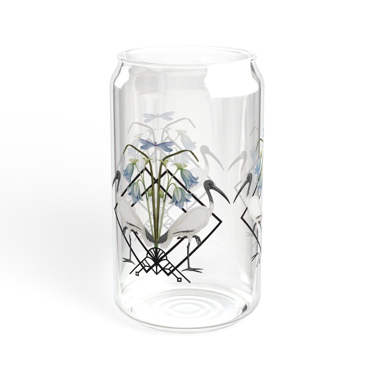 Ibis and Dragonfly Sipper Glass - 16oz Eco-Friendly Drinkware with Straw