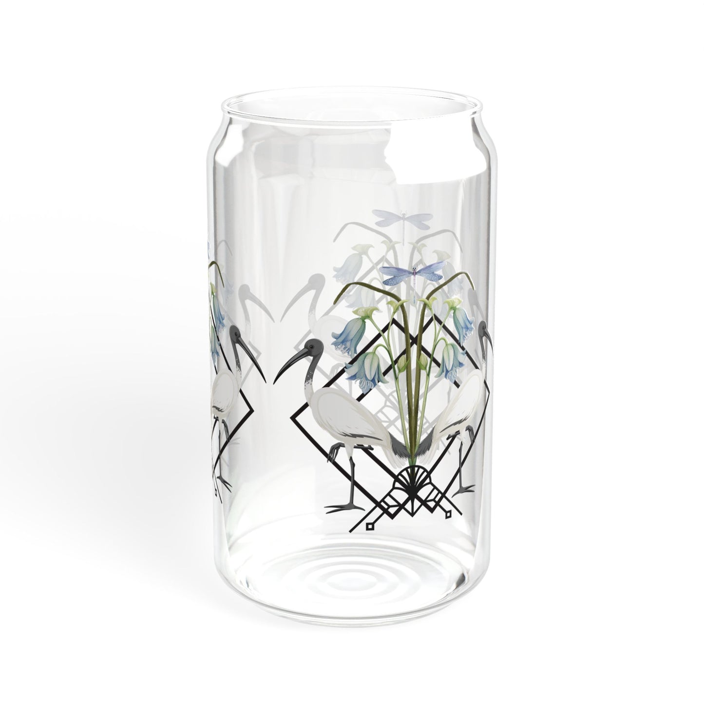 Ibis and Dragonfly Sipper Glass - 16oz Eco-Friendly Drinkware with Straw