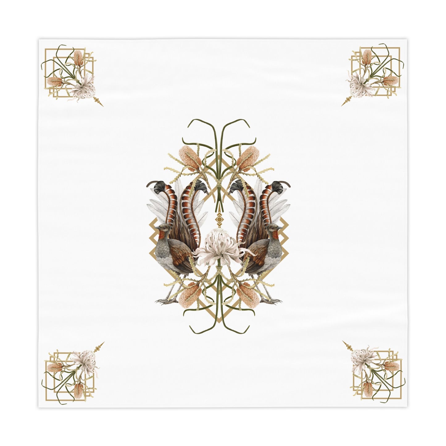 Tablecloth Australian Lyrebird and Native Florals