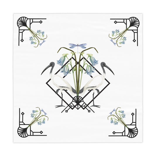 Ibis and Dragonfly Tablecloth - Elegant Floral Design for Dining & Celebrations