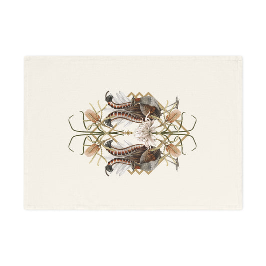 Kitchen Tea Towel - Australian Lyrebird and Native Florals Design