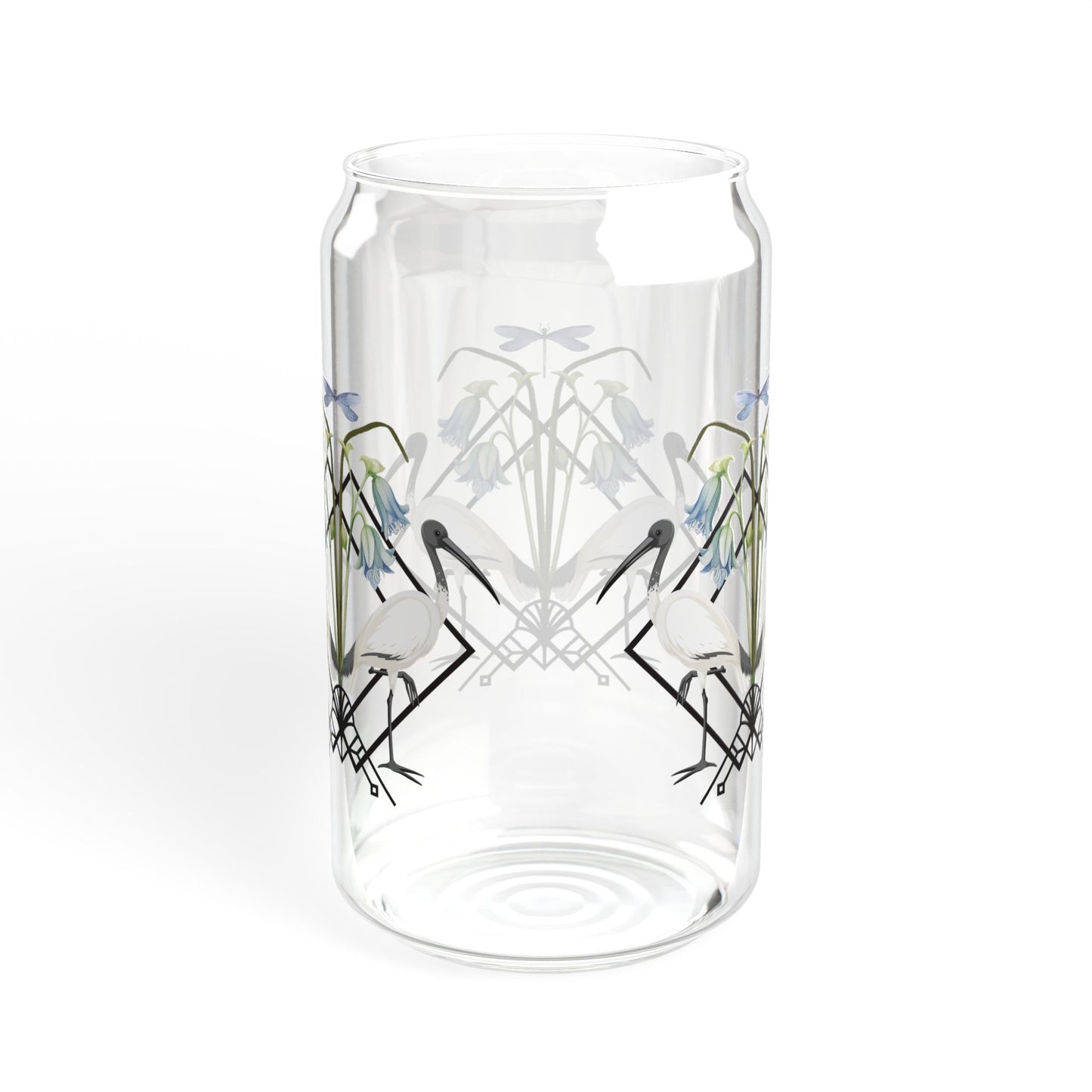 Ibis and Dragonfly Sipper Glass - 16oz Eco-Friendly Drinkware with Straw