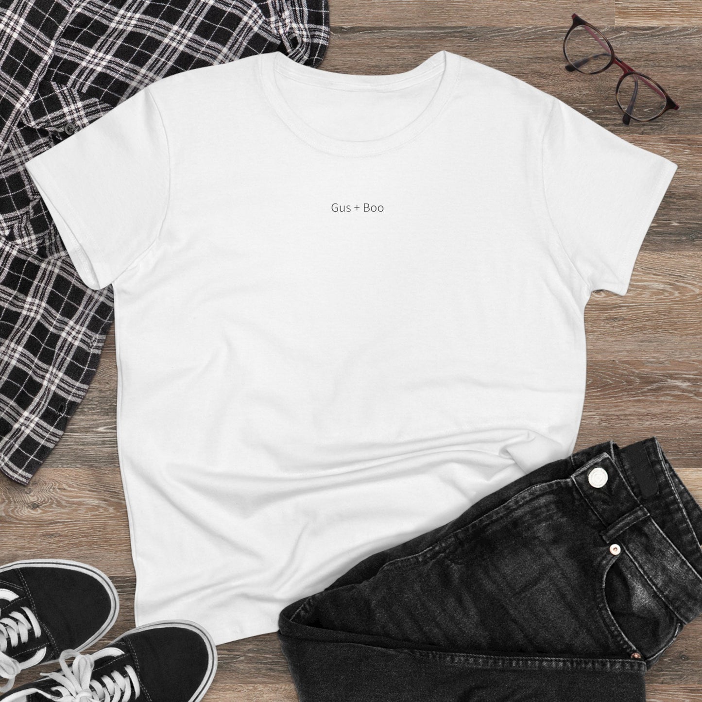 Gus + Boo Essentials Tee. Minimal logo. Maximum cool. Everyday Gus + Boo style.