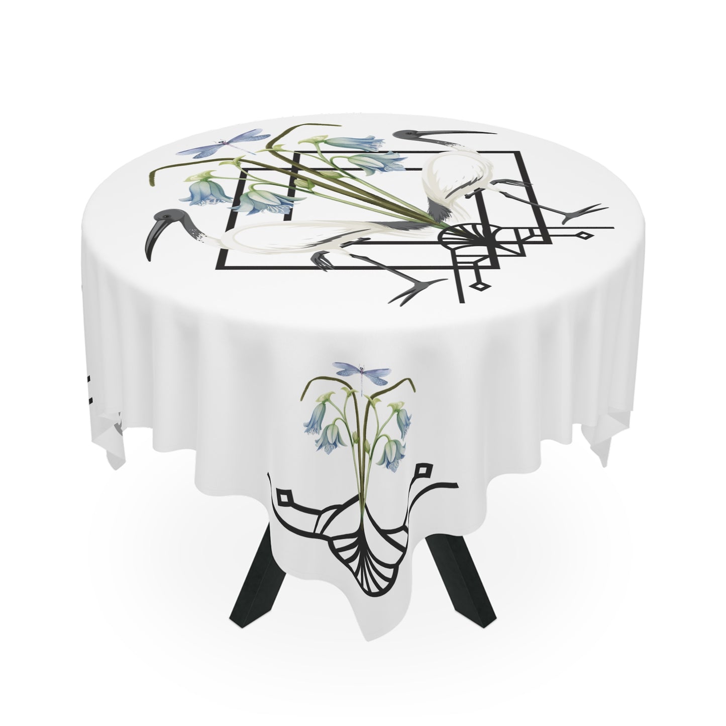 Ibis and Dragonfly Tablecloth - Elegant Floral Design for Dining & Celebrations